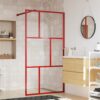 vidaXL Inloopdouchewand transparant 100x195 cm ESG-glas rood