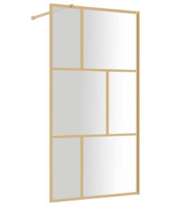 vidaXL Inloopdouchewand transparant 115x195 cm ESG-glas goudkleurig