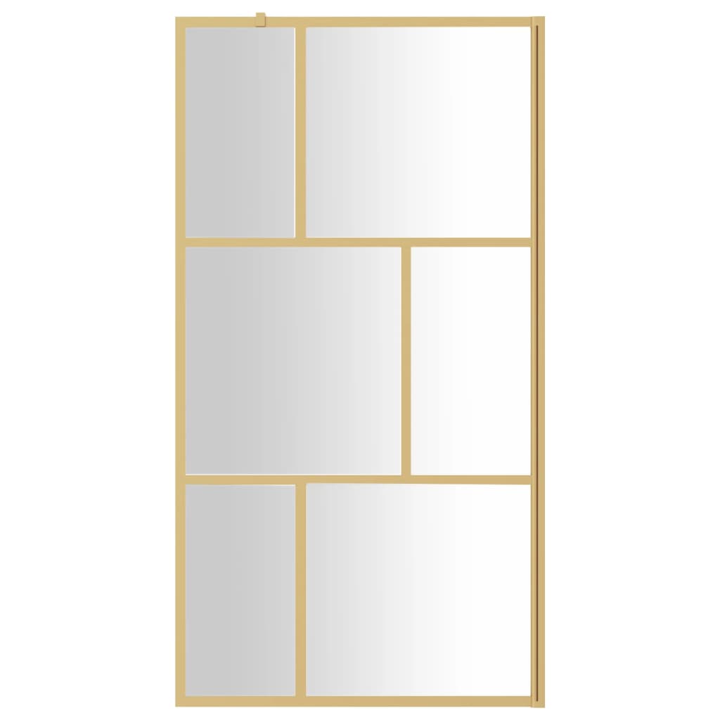 vidaXL Inloopdouchewand transparant 115x195 cm ESG-glas goudkleurig - Afbeelding 3