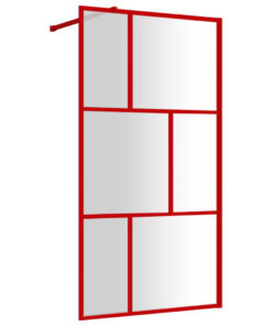 vidaXL Inloopdouchewand transparant 115x195 cm ESG-glas rood