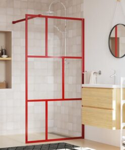 vidaXL Inloopdouchewand transparant 115x195 cm ESG-glas rood