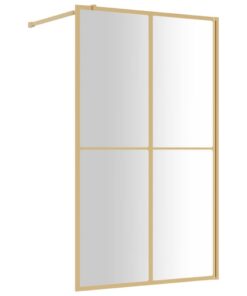 vidaXL Inloopdouchewand transparant 118x195 cm ESG-glas goudkleurig
