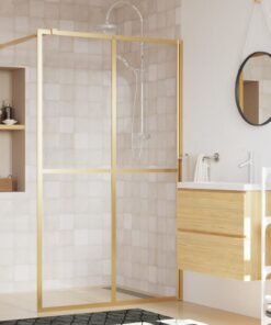 vidaXL Inloopdouchewand transparant 140x195 cm ESG-glas goudkleurig