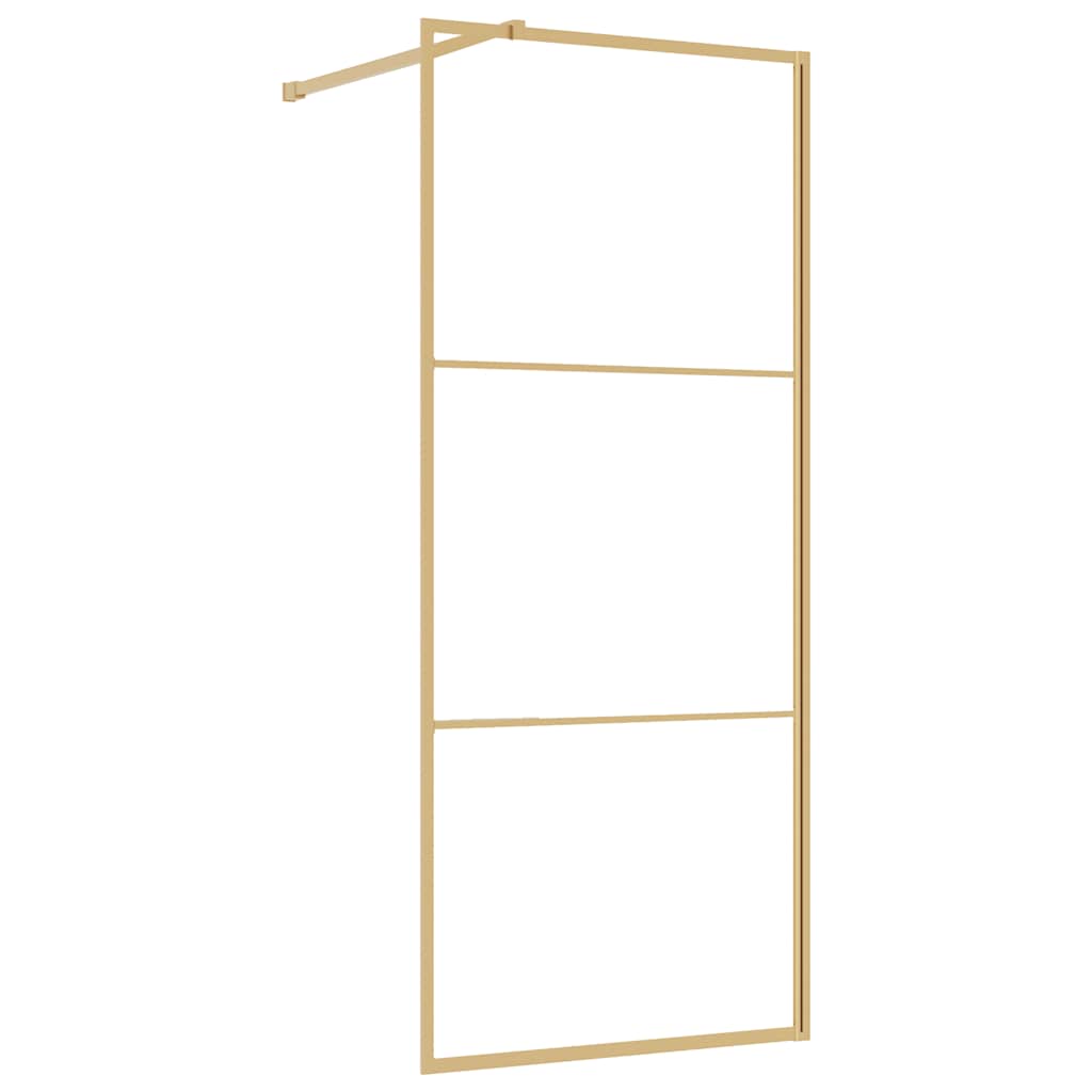 vidaXL Inloopdouchewand transparant 80x195 cm ESG-glas goudkleurig