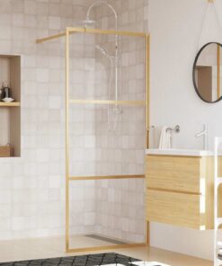 vidaXL Inloopdouchewand transparant 80x195 cm ESG-glas goudkleurig