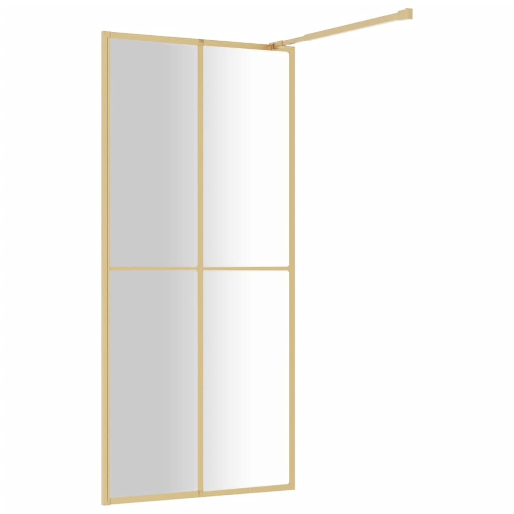 vidaXL Inloopdouchewand transparant 80x195 cm ESG-glas goudkleurig - Afbeelding 5