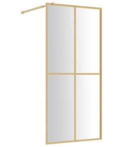 vidaXL Inloopdouchewand transparant 90x195 cm ESG-glas goudkleurig