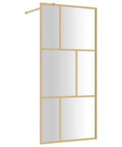 vidaXL Inloopdouchewand transparant 90x195 cm ESG-glas goudkleurig