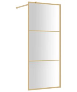 vidaXL Inloopdouchewand transparant 90x195 cm ESG-glas goudkleurig