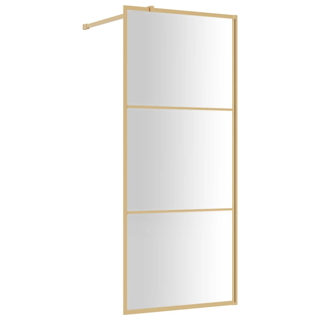 vidaXL Inloopdouchewand transparant 90x195 cm ESG-glas goudkleurig