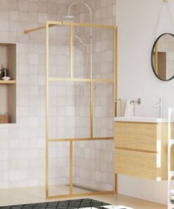 vidaXL Inloopdouchewand transparant 90x195 cm ESG-glas goudkleurig