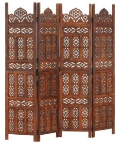 vidaXL Kamerscherm 4 panelen handgesneden 160x165 cm mangohout bruin