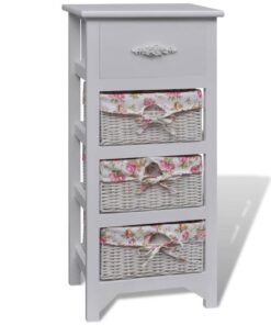 vidaXL Kast met 1 lade en 3 manden paulowniahout wit