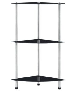 vidaXL Kastje 3-laags 30x30x67 cm gehard glas zwart