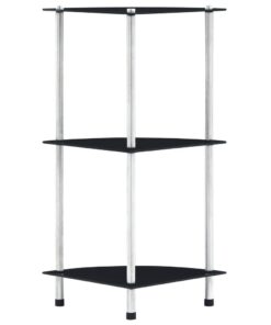 vidaXL Kastje 3-laags 30x30x67 cm gehard glas zwart
