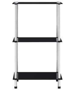vidaXL Kastje 3-laags 40x40x67 cm gehard glas zwart