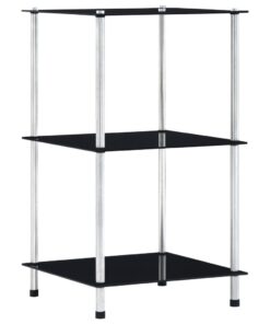 vidaXL Kastje 3-laags 40x40x67 cm gehard glas zwart