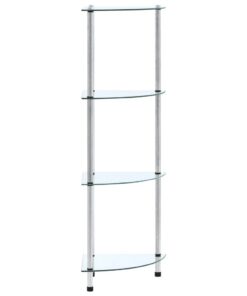 vidaXL Kastje 4-laags 30x30x100 cm gehard glas transparant