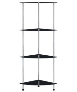 vidaXL Kastje 4-laags 30x30x100 cm gehard glas zwart