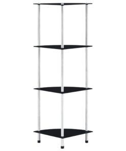 vidaXL Kastje 4-laags 30x30x100 cm gehard glas zwart
