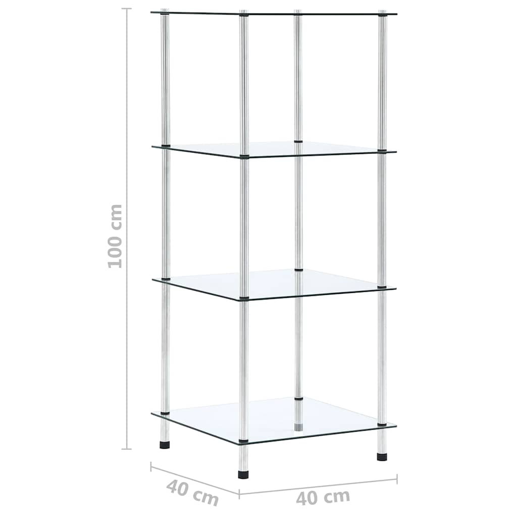 vidaXL Kastje 4-laags 40x40x100 cm gehard glas transparant - Afbeelding 5
