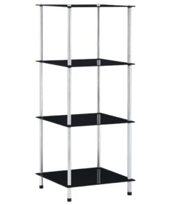 vidaXL Kastje 4-laags 40x40x100 cm gehard glas zwart
