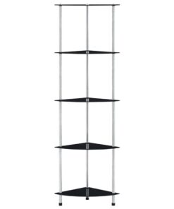 vidaXL Kastje 5-laags 30x30x130 cm gehard glas zwart