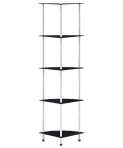 vidaXL Kastje 5-laags 30x30x130 cm gehard glas zwart