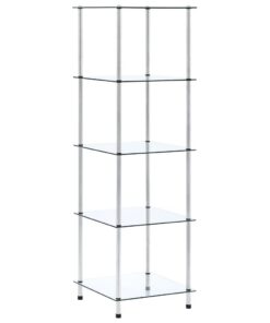 vidaXL Kastje 5-laags 40x40x130 cm gehard glas transparant
