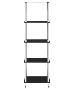 vidaXL Kastje 5-laags 40x40x130 cm gehard glas zwart