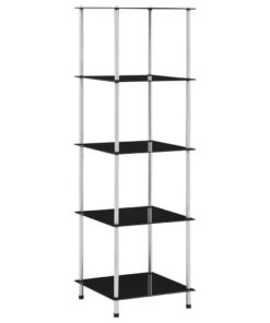 vidaXL Kastje 5-laags 40x40x130 cm gehard glas zwart