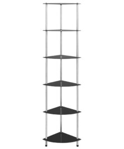 vidaXL Kastje 6-laags 30x30x160 cm gehard glas zwart