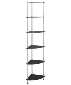 vidaXL Kastje 6-laags 30x30x160 cm gehard glas zwart