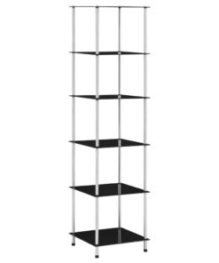 vidaXL Kastje 6-laags 40x40x160 cm gehard glas zwart