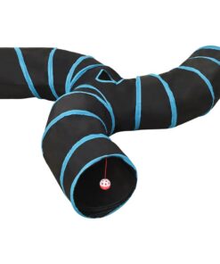 vidaXL Kattentunnel 3-voudig 25 cm polyester zwart en blauw