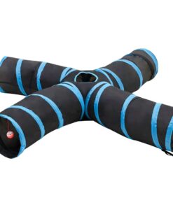 vidaXL Kattentunnel 4-voudig 25 cm polyester zwart en blauw
