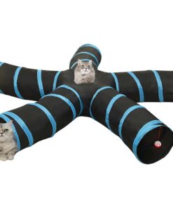 vidaXL Kattentunnel 5-voudig 25 cm polyester zwart en blauw