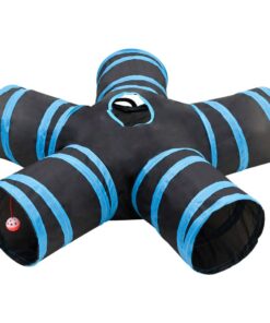 vidaXL Kattentunnel 5-voudig 25 cm polyester zwart en blauw