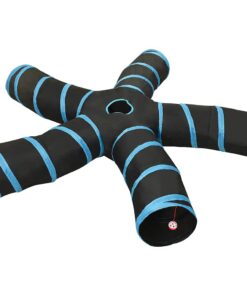 vidaXL Kattentunnel 5-voudig 25 cm polyester zwart en blauw