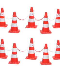 vidaXL Kegelset met ketting 10 m rood en wit