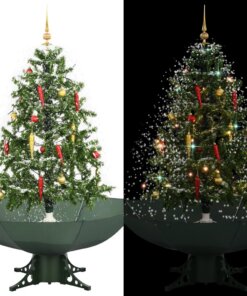 vidaXL Kerstboom sneeuwend met paraplubasis 140 cm groen