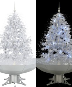 vidaXL Kerstboom sneeuwend met paraplubasis 140 cm wit