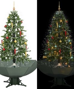vidaXL Kerstboom sneeuwend met paraplubasis 170 cm groen