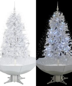 vidaXL Kerstboom sneeuwend met paraplubasis 170 cm wit