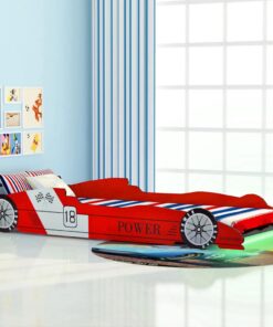 vidaXL Kinderbed raceauto met LED-verlichting rood 90x200 cm