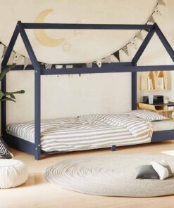 vidaXL Kinderbedframe massief grenenhout grijs 70x140 cm