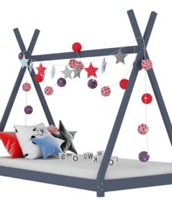 vidaXL Kinderbedframe massief grenenhout grijs 70x140 cm