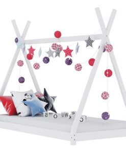 vidaXL Kinderbedframe massief grenenhout wit 80x160 cm