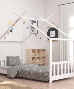 vidaXL Kinderbedframe massief grenenhout wit 80x160 cm