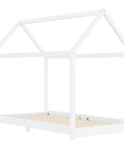 vidaXL Kinderbedframe massief grenenhout wit 90x200 cm